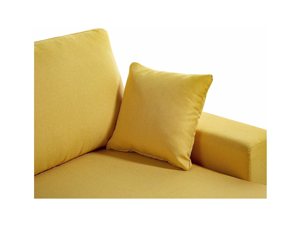 Canapé d'angle Maria scandinave Réversible et Convertible Avec Coffre en Tissu - Jaune ocre - L227 x 148 x 95cm - Loungitude