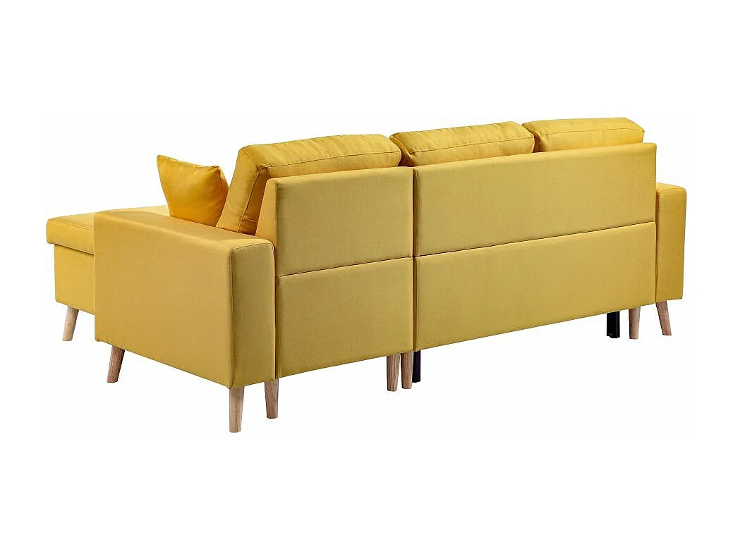 Canapé d'angle Maria scandinave Réversible et convertible Avec Coffre en Tissu - Jaune ocre - L227 x 148 x 95cm - Loungitude