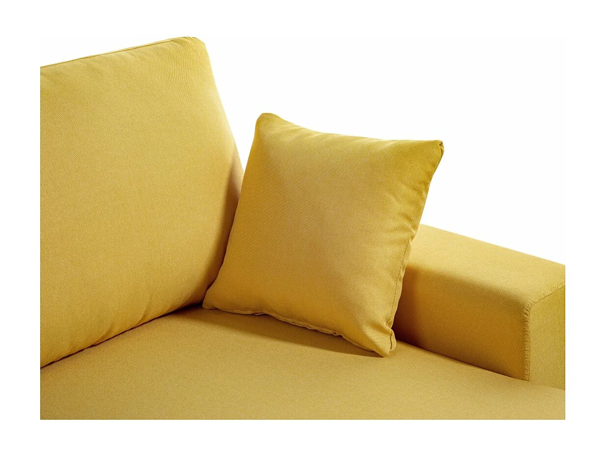 Canapé d'angle Maria scandinave Réversible et convertible Avec Coffre en Tissu - Jaune ocre - L227 x 148 x 95cm - Loungitude