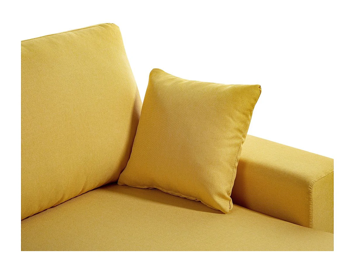 Canapé d'angle Maria scandinave Réversible et convertible Avec Coffre en Tissu - Jaune ocre - L227 x 148 x 95cm - Loungitude