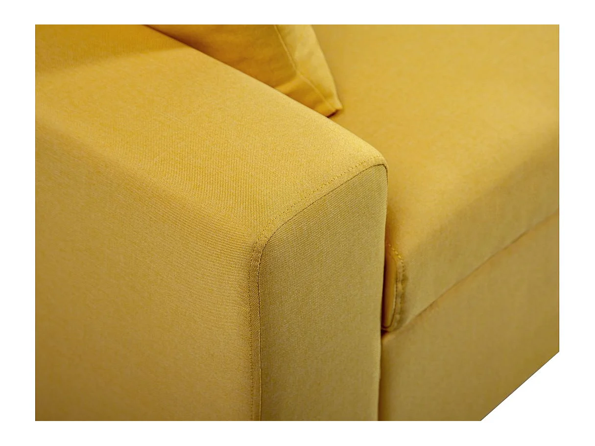 Canapé d'angle Maria scandinave Réversible et convertible Avec Coffre en Tissu - Jaune ocre - L227 x 148 x 95cm - Loungitude
