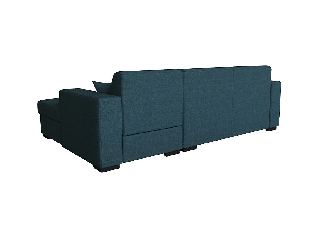 Canapé d'angle droit 4 places Fuji XL convertible avec coffre en tissu - Bleu pétrole - L262 x 157 x 83cm - Loungitude