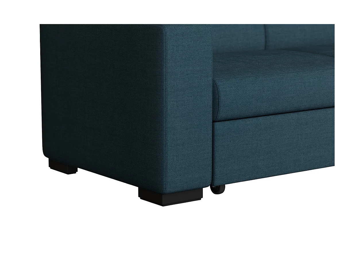 Canapé d'angle droit 4 places Fuji XL convertible avec coffre en tissu - Bleu pétrole - L262 x 157 x 83cm - Loungitude