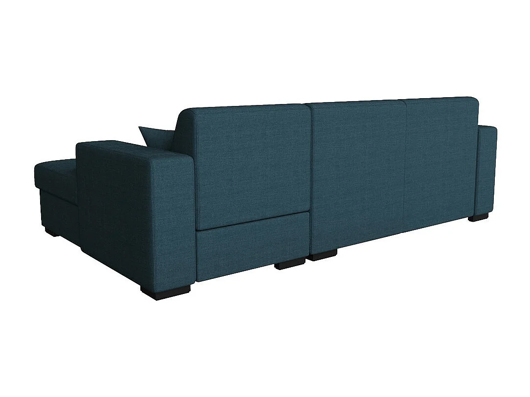 Canapé d'angle droit 4 places Fuji XL convertible avec coffre en tissu - Bleu pétrole - L262 x 157 x 83cm - Loungitude
