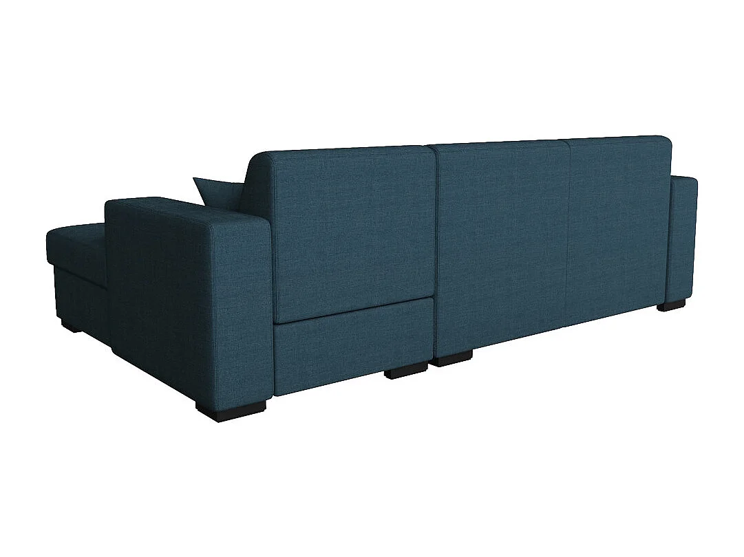 Canapé d'angle droit 4 places Fuji XL convertible avec coffre en tissu - Bleu pétrole - L262 x 157 x 83cm - Loungitude