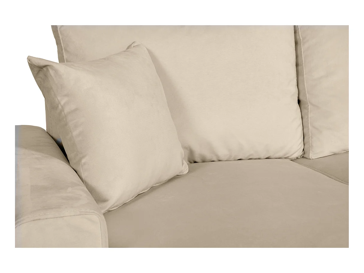 Canapé d'angle Maria scandinave réversible et convertible avec coffre en velours - Beige - L227 x 148 x 95cm - Loungitude