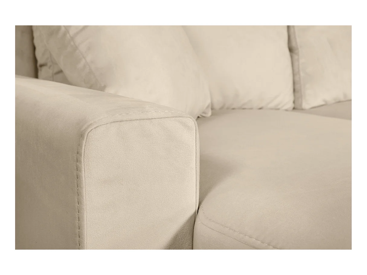 Canapé d'angle Maria scandinave réversible et convertible avec coffre en velours - Beige - L227 x 148 x 95cm - Loungitude