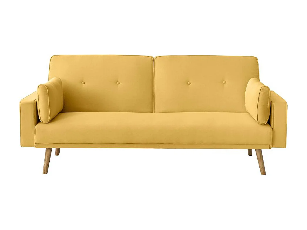 Canapé convertible clic-clac 3 places en tissu jaune ELGA 205x87x85 cm