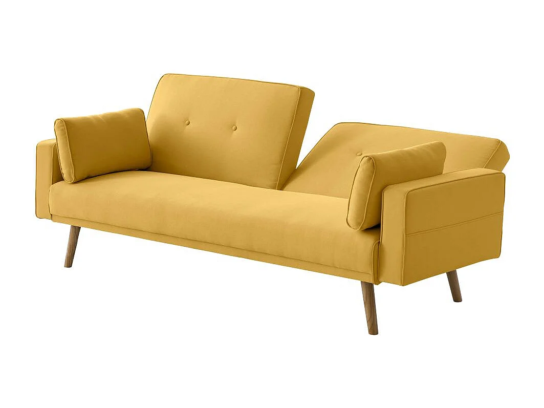 Canapé convertible clic-clac 3 places en tissu jaune ELGA 205x87x85 cm