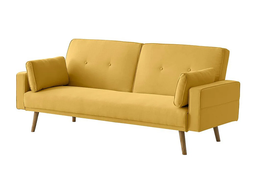Canapé convertible clic-clac 3 places en tissu jaune ELGA 205x87x85 cm