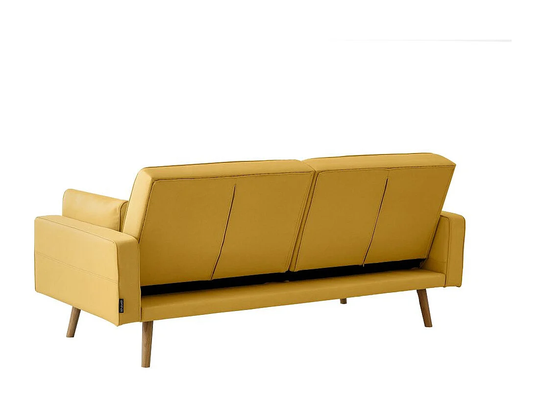 Canapé convertible clic-clac 3 places en tissu jaune ELGA 205x87x85 cm