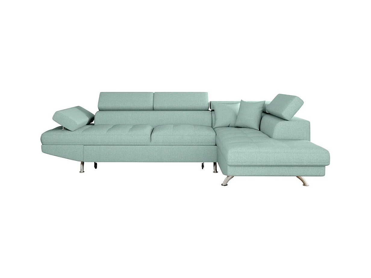 Canapé d'angle droit 5 places Rio Convertible avec coffre en tissu - Bleu clair - L271 x P192 x H70cm - Loungitude