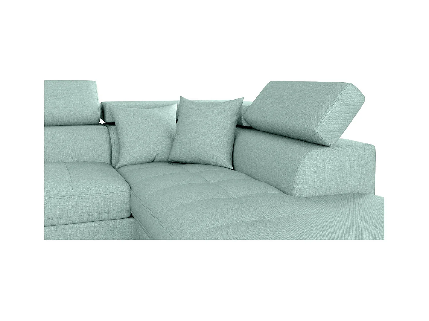 Canapé d'angle droit 5 places Rio Convertible avec coffre en tissu - Bleu clair - L271 x P192 x H70cm - Loungitude