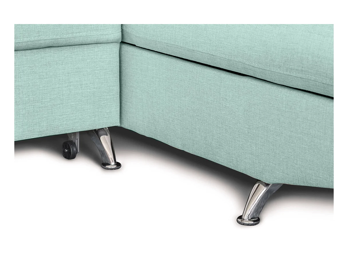 Canapé d'angle droit 5 places Rio Convertible avec coffre en tissu - Bleu clair - L271 x P192 x H70cm - Loungitude