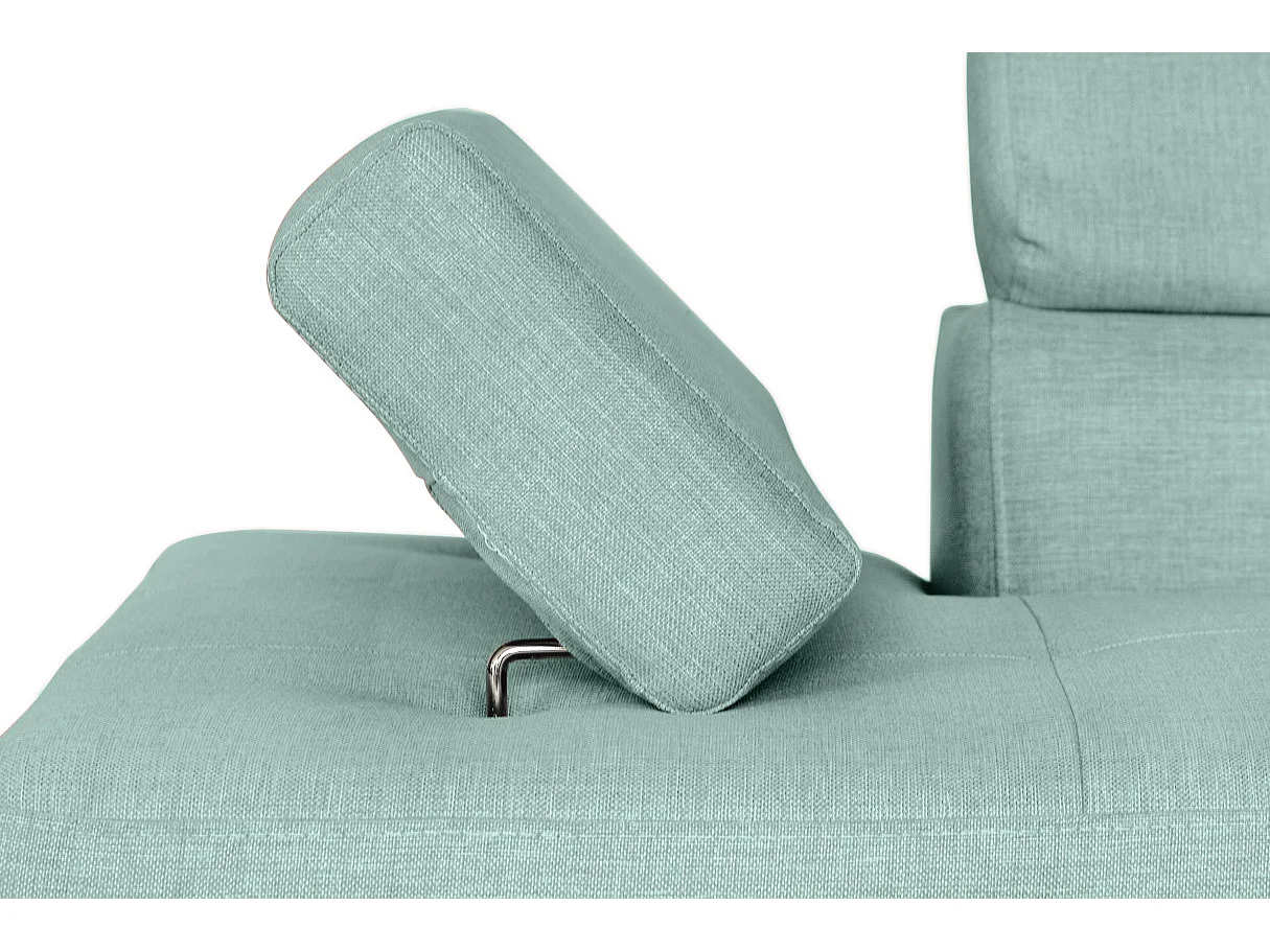 Canapé d'angle droit 5 places Rio convertible avec coffre en tissu - Bleu clair - L271 x P192 x H70cm - Loungitude