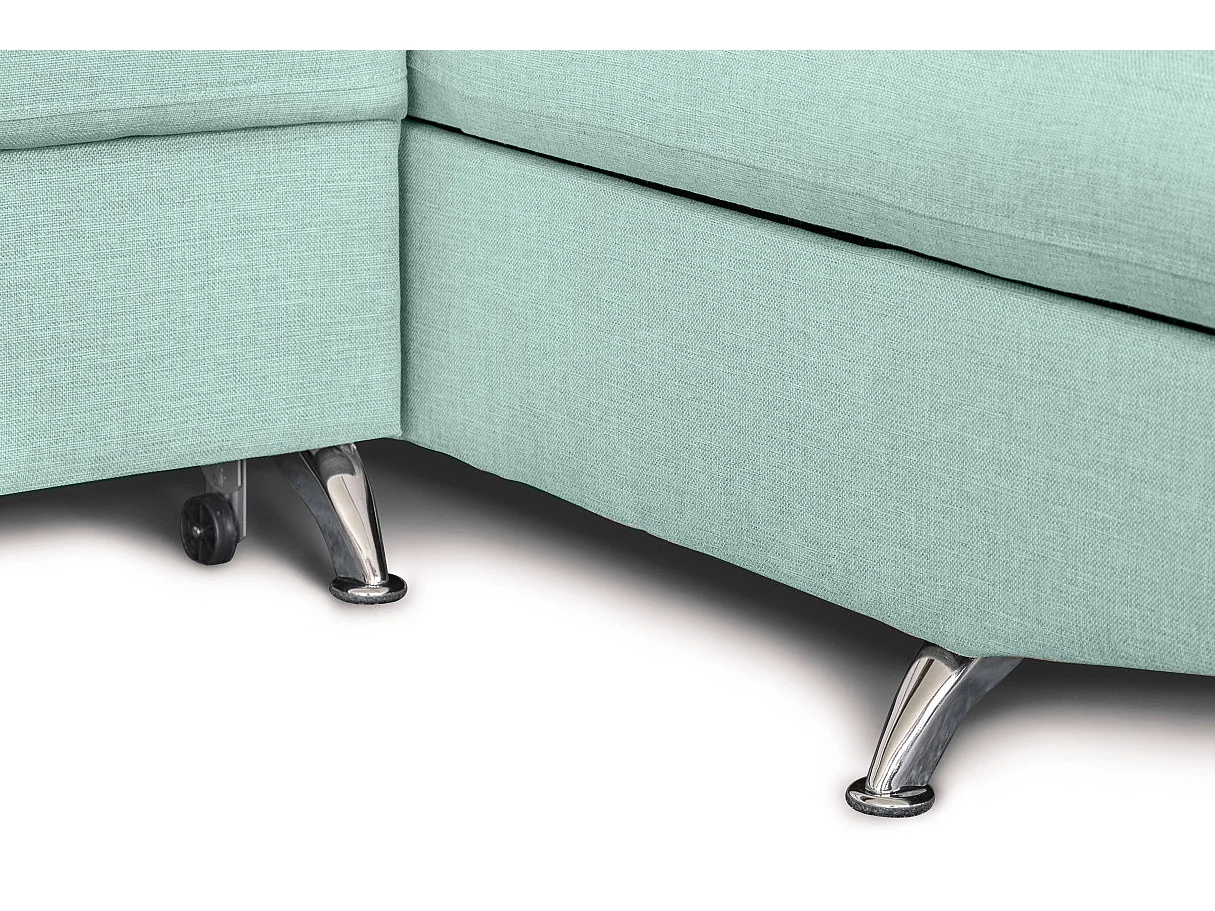 Canapé d'angle droit 5 places Rio convertible avec coffre en tissu - Bleu clair - L271 x P192 x H70cm - Loungitude