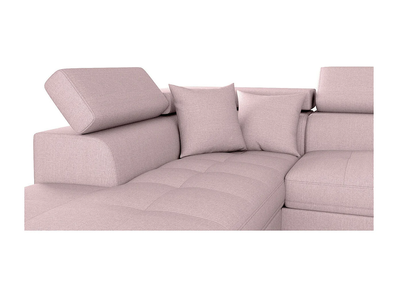 Canapé d'angle gauche 5 places Rio Convertible avec coffre en tissu - Vieux rose - L271 x P192 x H70cm - Loungitude