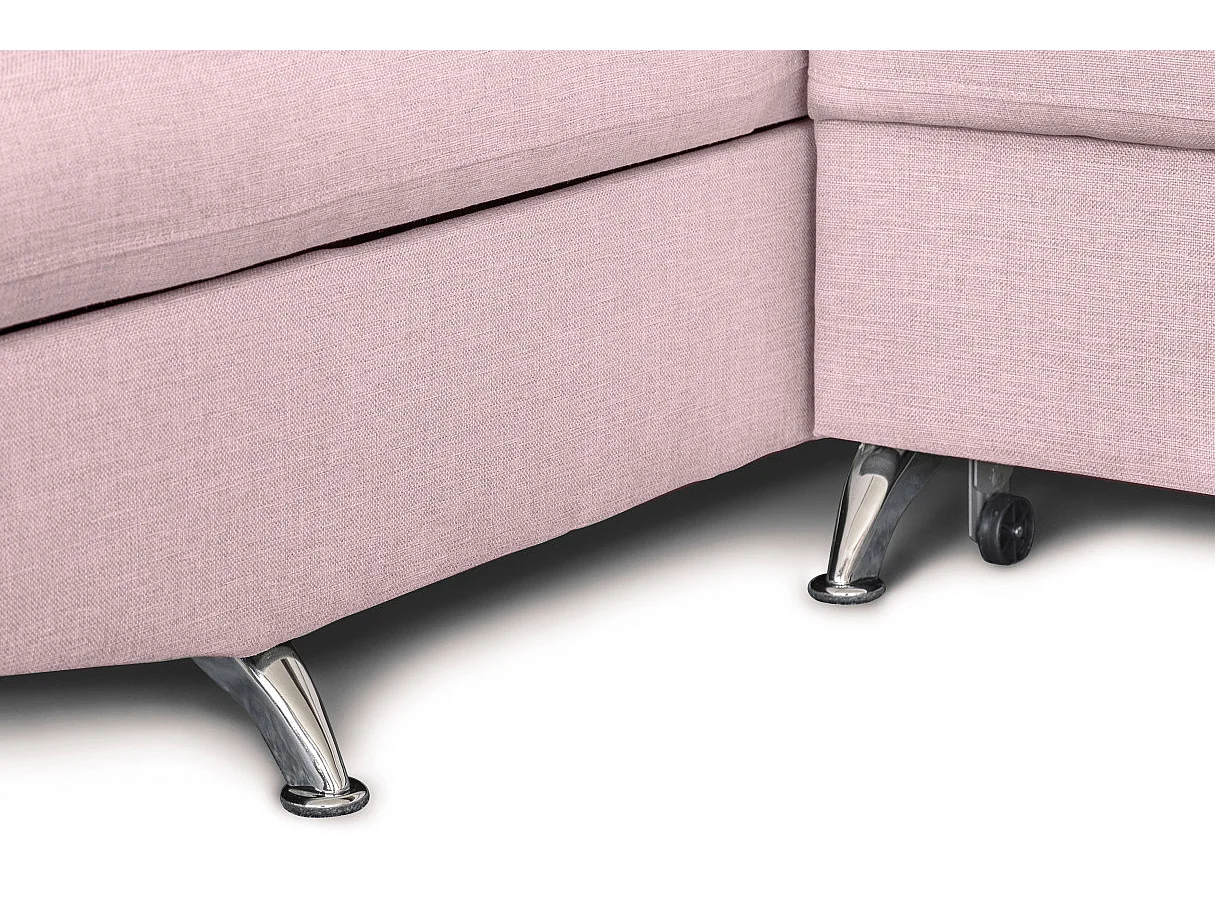 Canapé d'angle gauche 5 places Rio convertible avec coffre en tissu - Vieux rose - L271 x P192 x H70cm - Loungitude