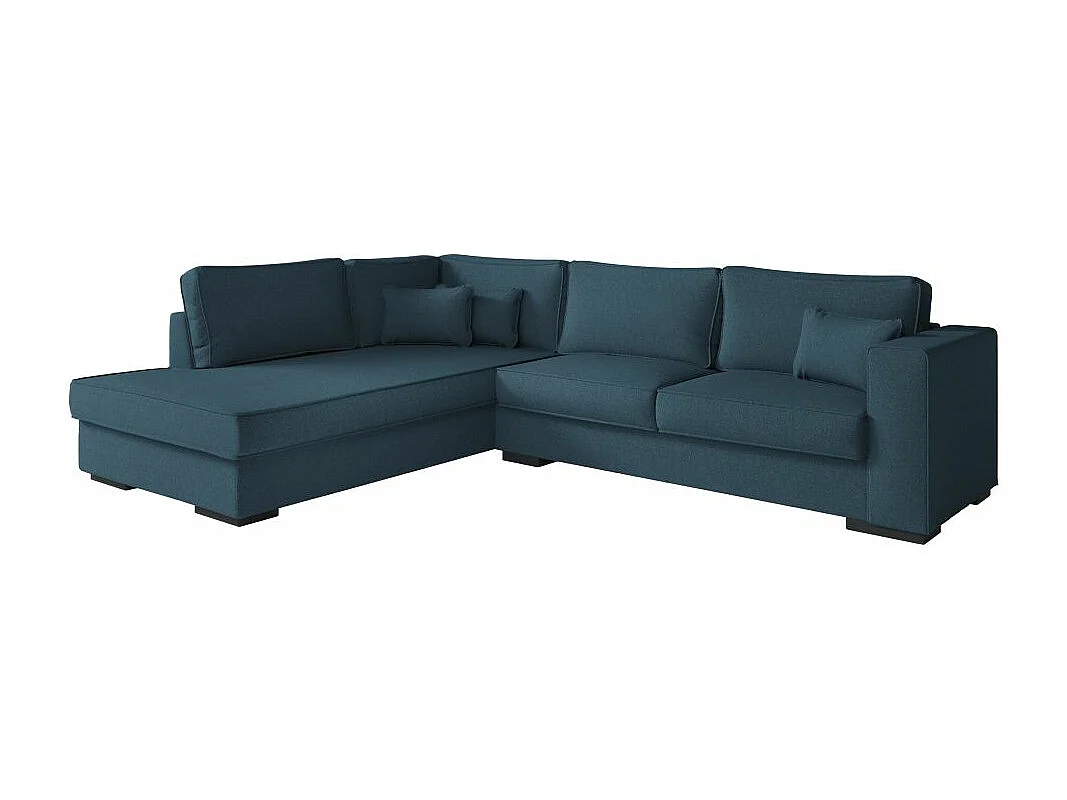 Canapé d'angle gauche XXL 6 places Belami en tissu - Bleu pétrole - L303 x 228 x 86cm - Loungitude