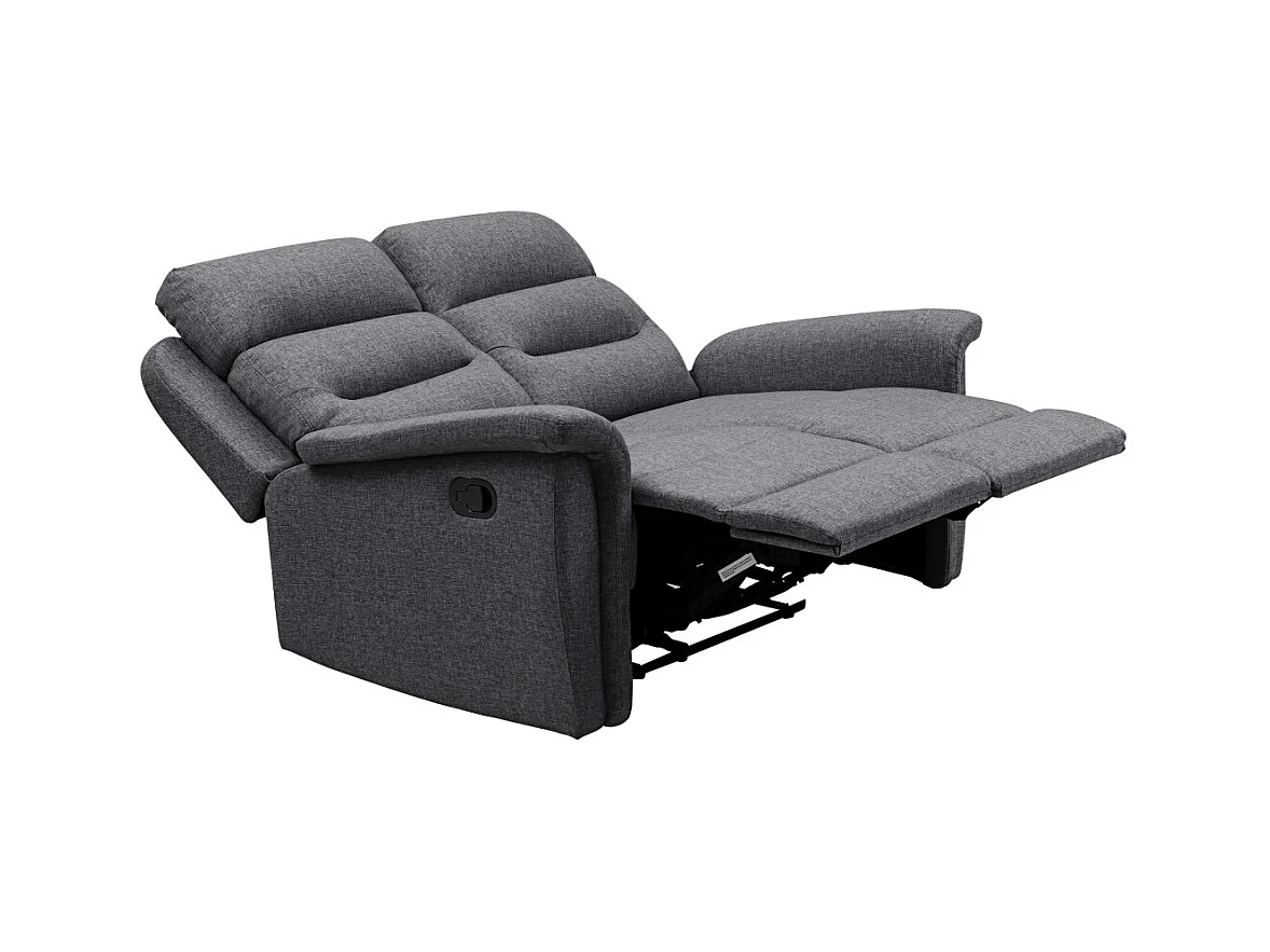 Canapé de Relaxation 2 places en Tissu Gris Léon - Gris anthracite - L140 x 94 x 100cm - Loungitude