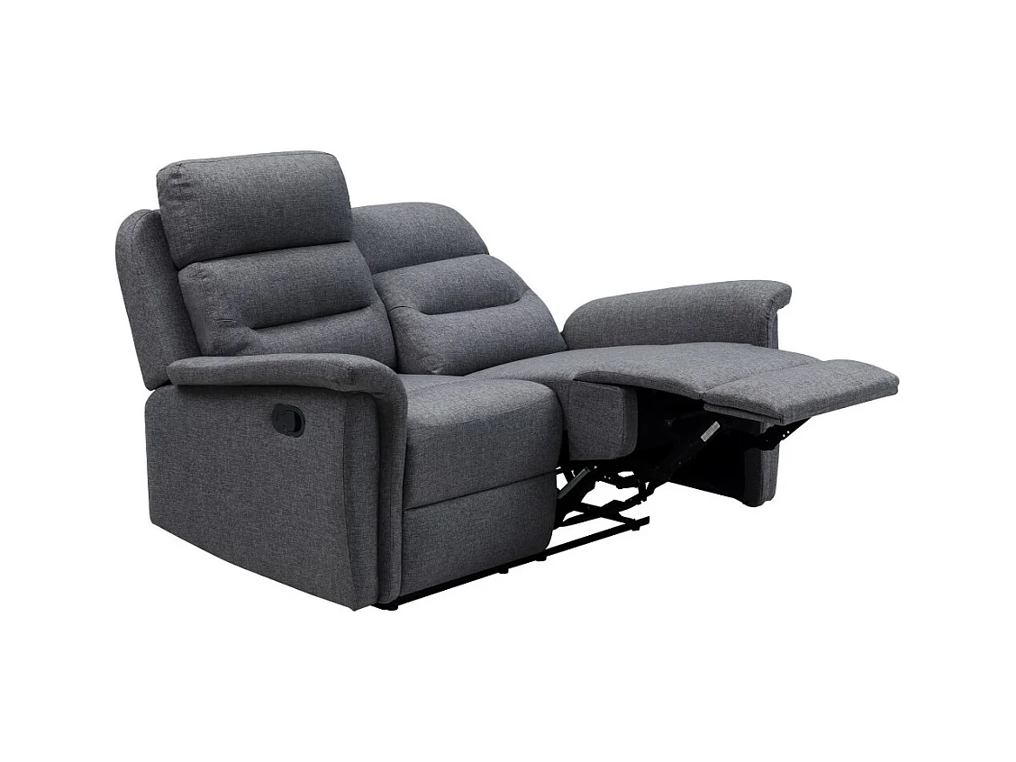 Canapé de Relaxation 2 places en Tissu Gris Léon - Gris anthracite - L140 x 94 x 100cm - Loungitude