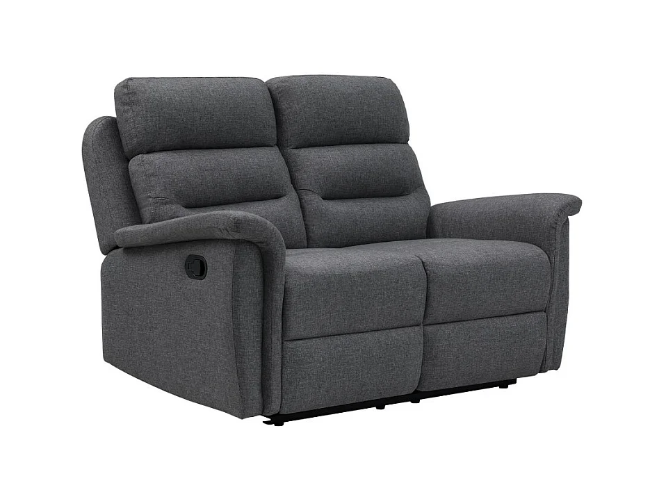 Canapé de Relaxation 2 places en Tissu Gris Léon - Gris anthracite - L140 x 94 x 100cm - Loungitude