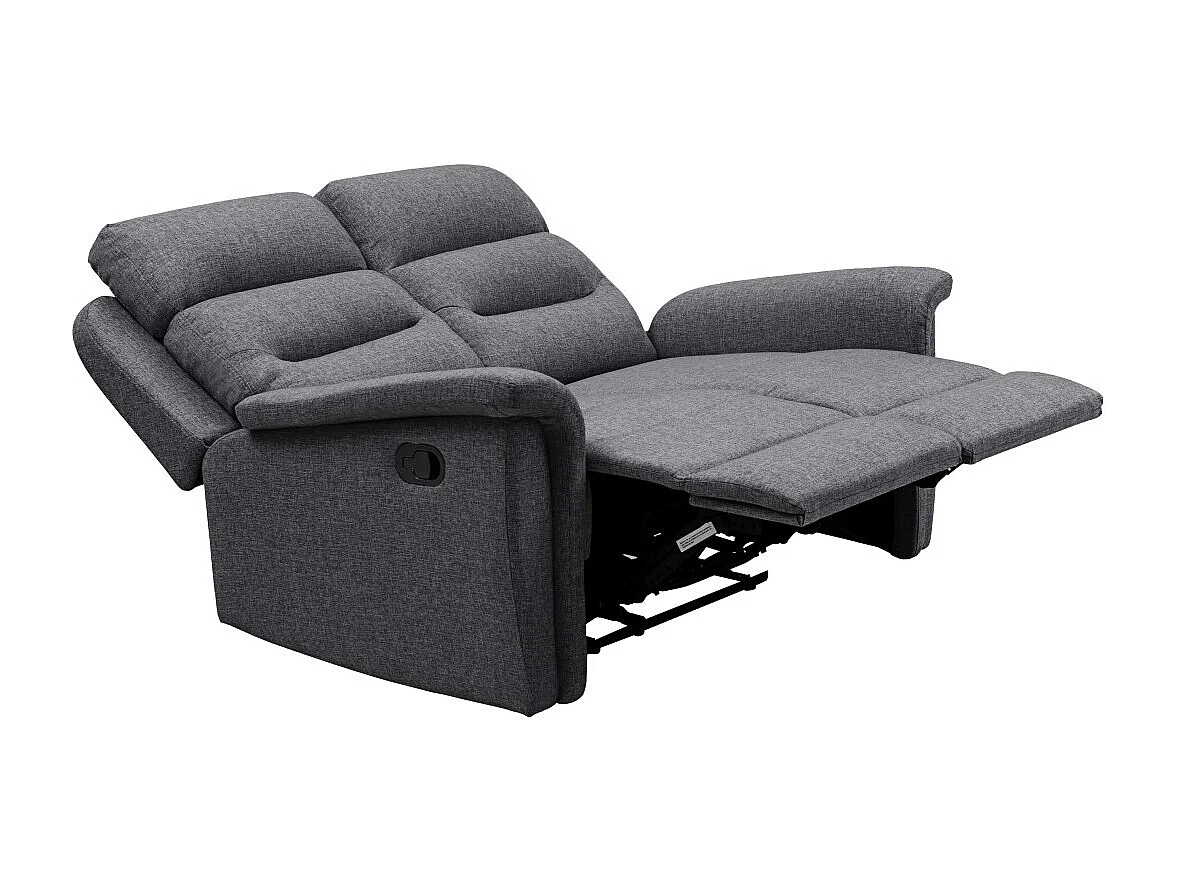 Canapé de Relaxation 2 places en Tissu Gris Léon - Gris anthracite - L140 x 94 x 100cm - Loungitude