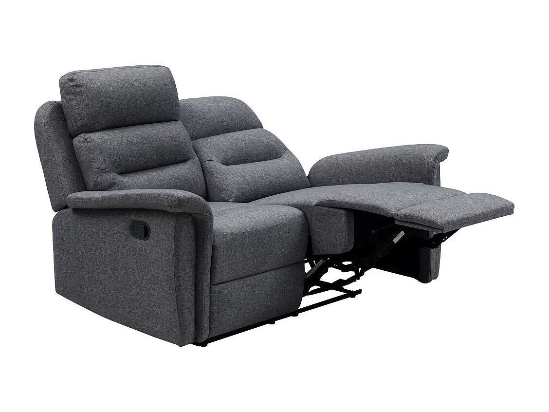 Canapé de Relaxation 2 places en Tissu Gris Léon - Gris anthracite - L140 x 94 x 100cm - Loungitude