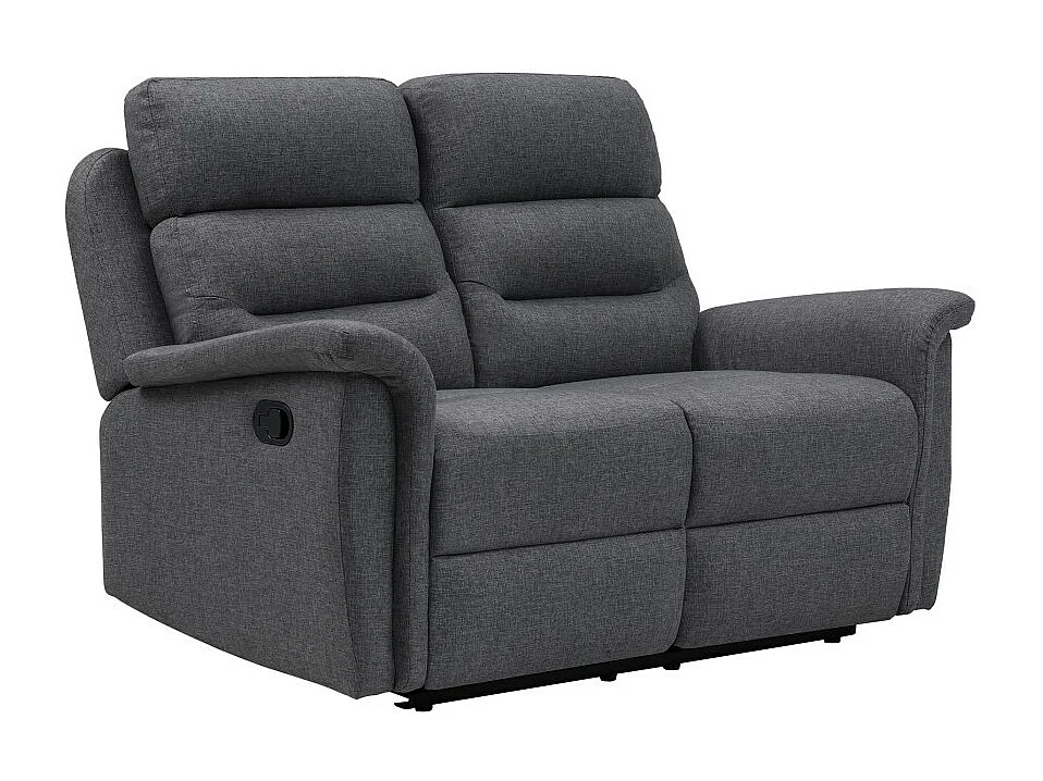 Canapé de Relaxation 2 places en Tissu Gris Léon - Gris anthracite - L140 x 94 x 100cm - Loungitude