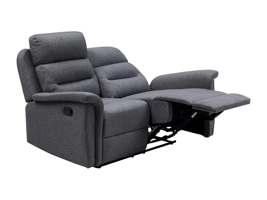 Canapé de Relaxation 2 places en Tissu Gris Léon - Gris anthracite - L140 x 94 x 100cm - Loungitude