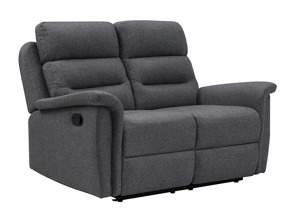 Canapé de Relaxation 2 places en Tissu Gris Léon - Gris anthracite - L140 x 94 x 100cm - Loungitude