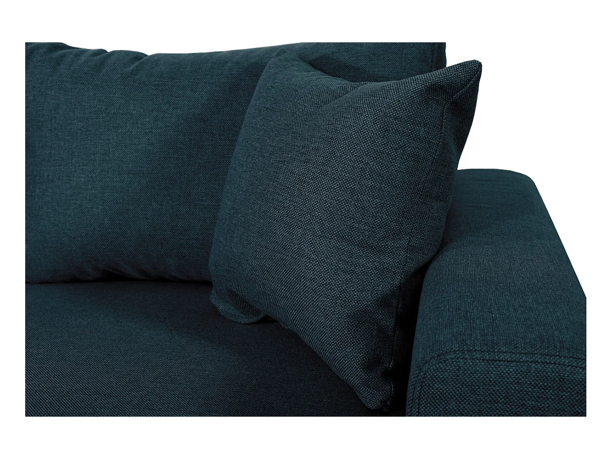 Canapé d'angle panoramique Oslo convertible avec coffres et poufs à gauche - Tissu - Bleu pétrole - L311 x P146 x H81cm - Loungitude