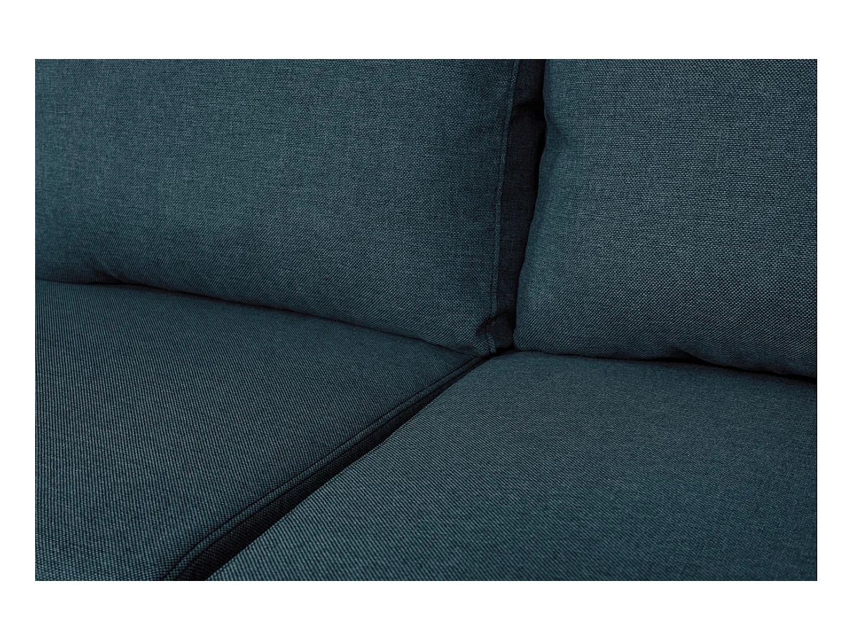 Canapé d'angle panoramique Oslo convertible avec coffres et poufs à gauche - Tissu - Bleu pétrole - L311 x P146 x H81cm - Loungitude