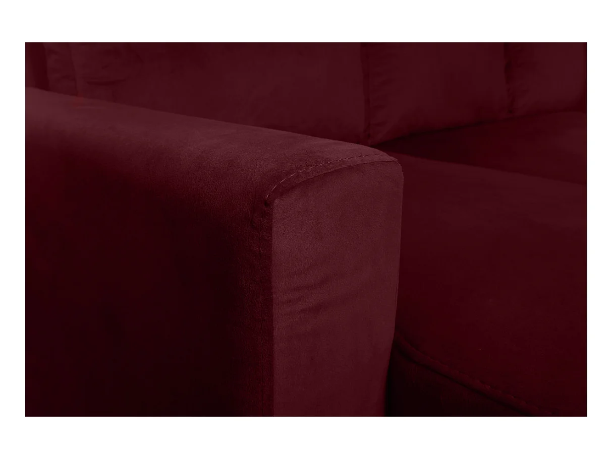 Canapé d'angle 3 places Maria réversible et convertible avec coffre en velours - Bordeaux - L227 x P146 x H81cm - Loungitude