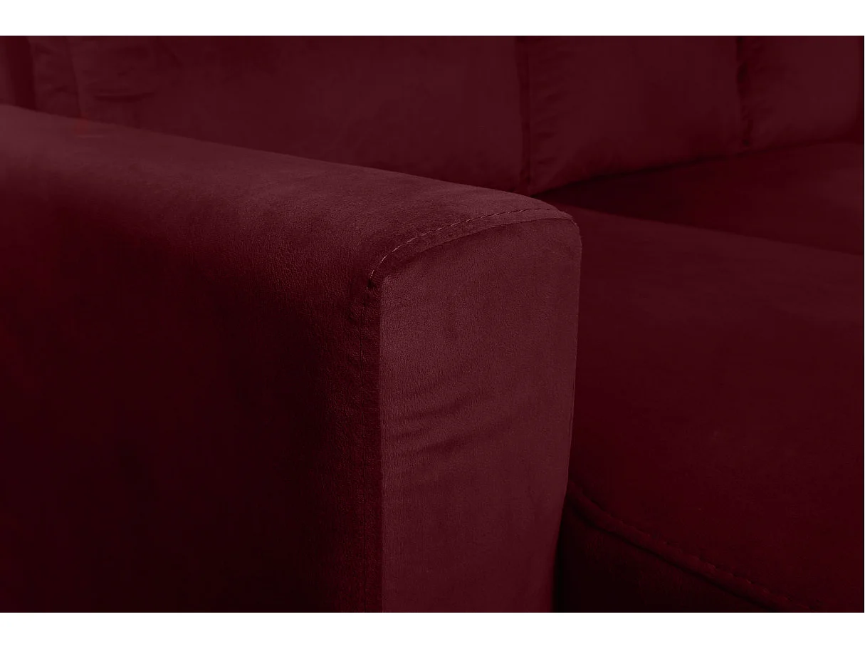 Canapé d'angle 3 places Maria réversible et convertible avec coffre en velours - Bordeaux - L227 x P146 x H81cm - Loungitude