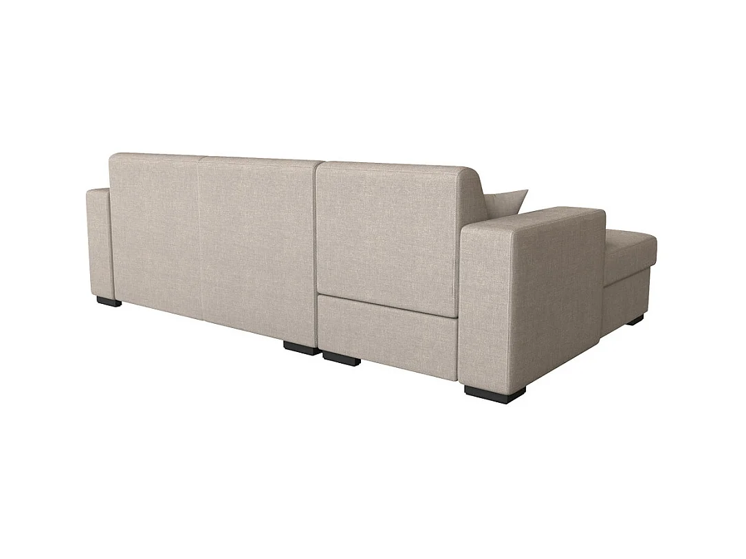 Canapé d'angle gauche 4 places Fuji XL convertible avec coffre en tissu - Beige - L262 x 157 x 83cm - Loungitude