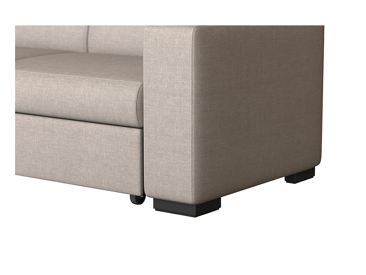 Canapé d'angle gauche 4 places Fuji XL convertible avec coffre en tissu - Beige - L262 x 157 x 83cm - Loungitude