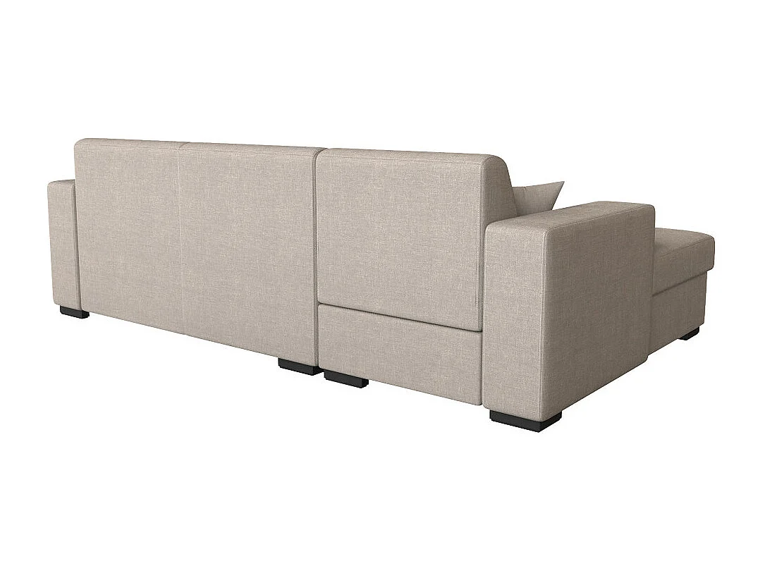 Canapé d'angle gauche 4 places Fuji XL convertible avec coffre en tissu - Beige - L262 x 157 x 83cm - Loungitude