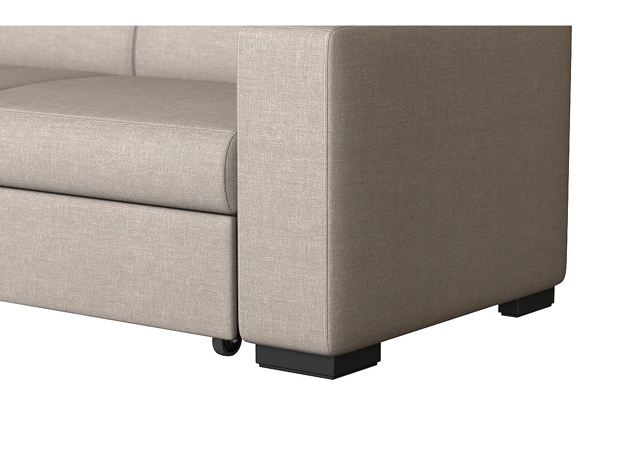 Canapé d'angle gauche 4 places Fuji XL convertible avec coffre en tissu - Beige - L262 x 157 x 83cm - Loungitude