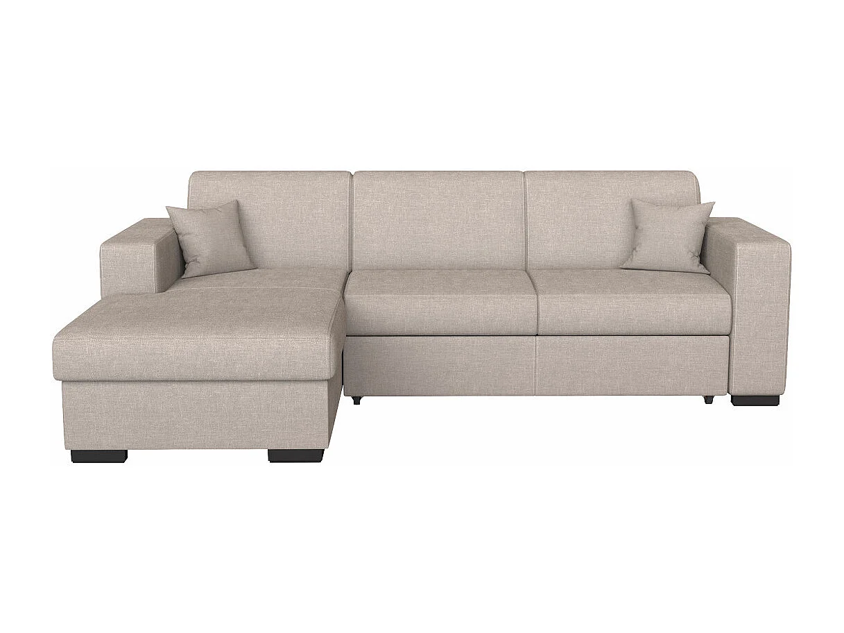 Canapé d'angle gauche 4 places Fuji XL convertible avec coffre en tissu - Beige - L262 x 157 x 83cm - Loungitude