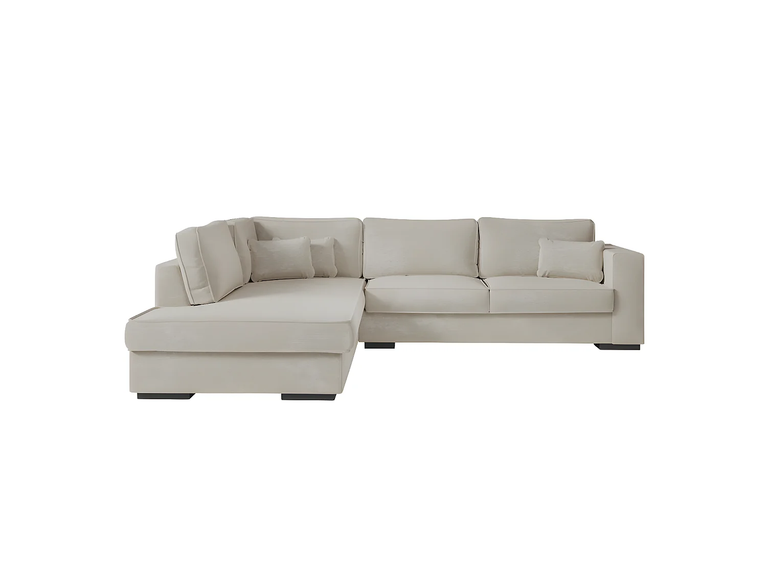 Canapé d'angle gauche XXL 6 places Belami en tissu - Beige - L303 x 228 x 86cm - Loungitude