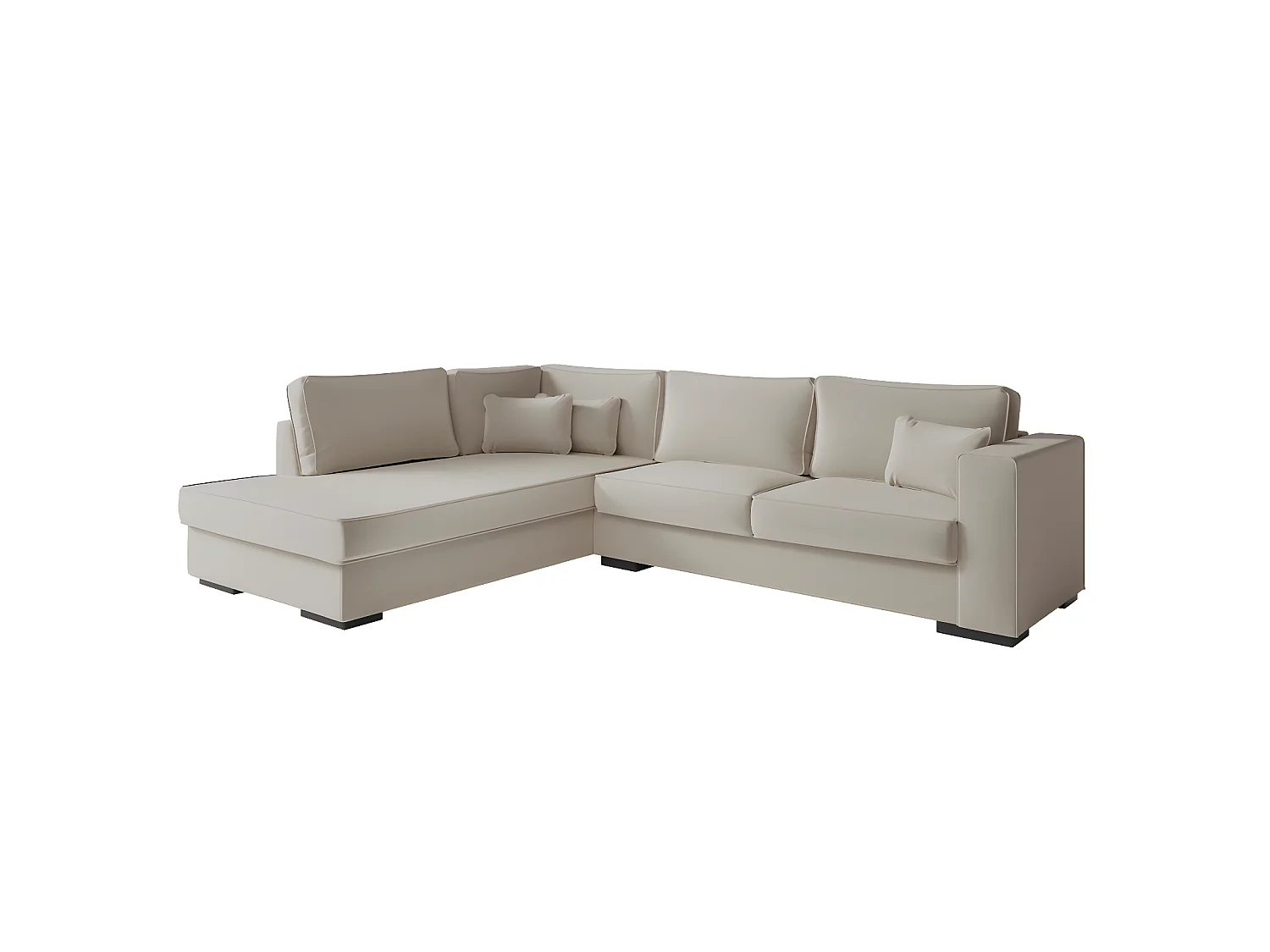 Canapé d'angle gauche XXL 6 places Belami en tissu - Beige - L303 x 228 x 86cm - Loungitude