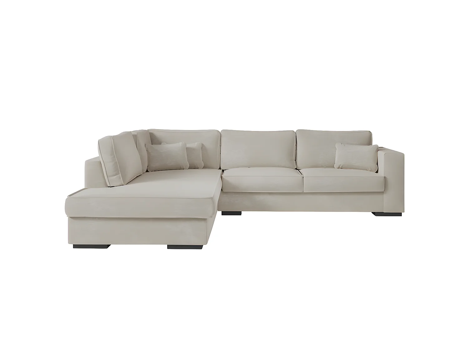 Canapé d'angle gauche XXL 6 places Belami en tissu - Beige - L303 x 228 x 86cm - Loungitude