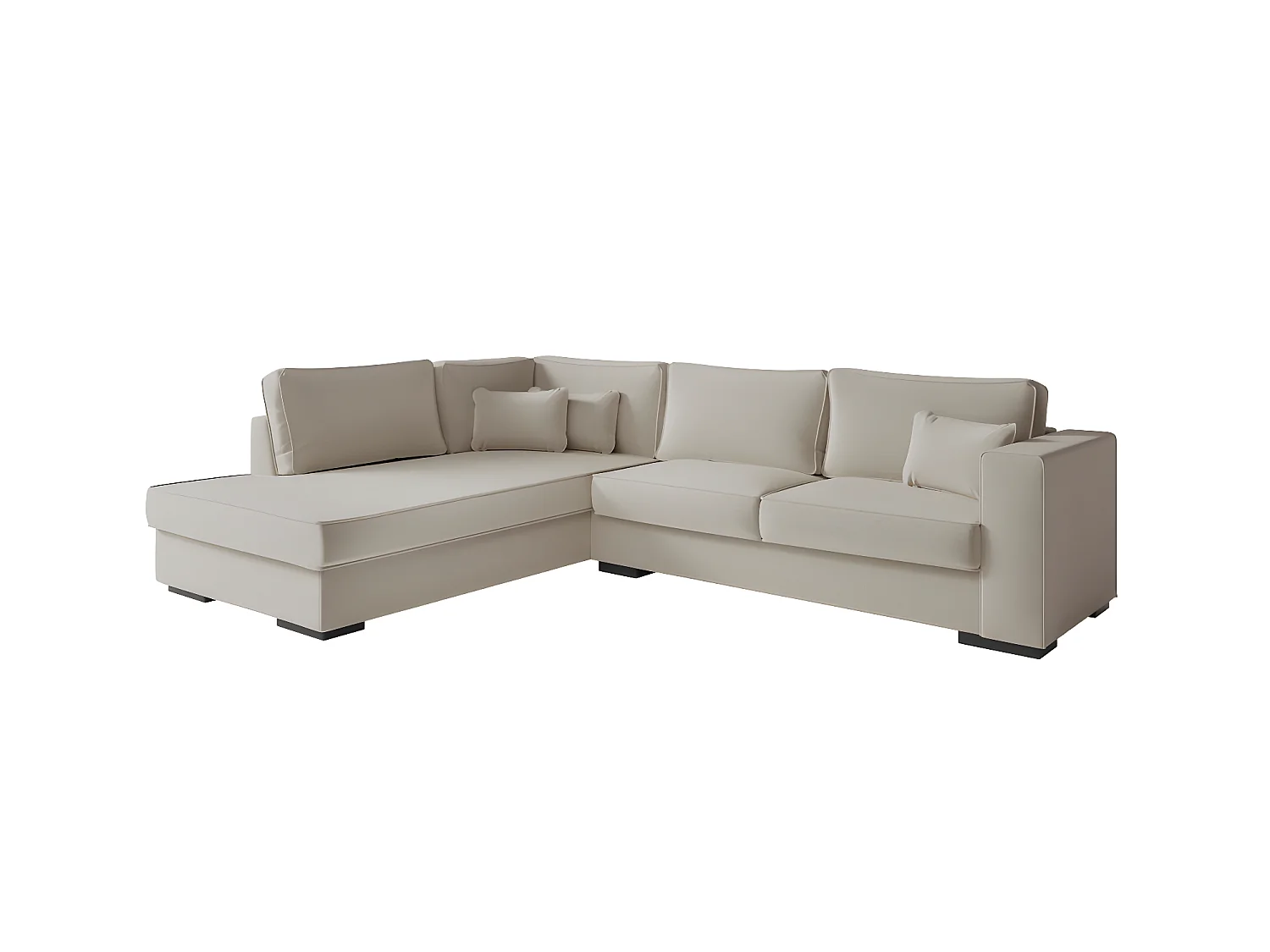 Canapé d'angle gauche XXL 6 places Belami en tissu - Beige - L303 x 228 x 86cm - Loungitude