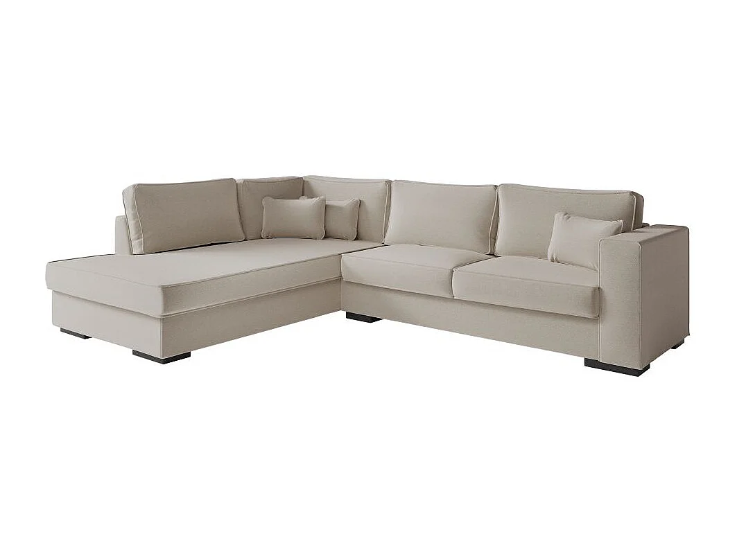 Canapé d'angle gauche XXL 6 places Belami en tissu - Beige - L303 x 228 x 86cm - Loungitude