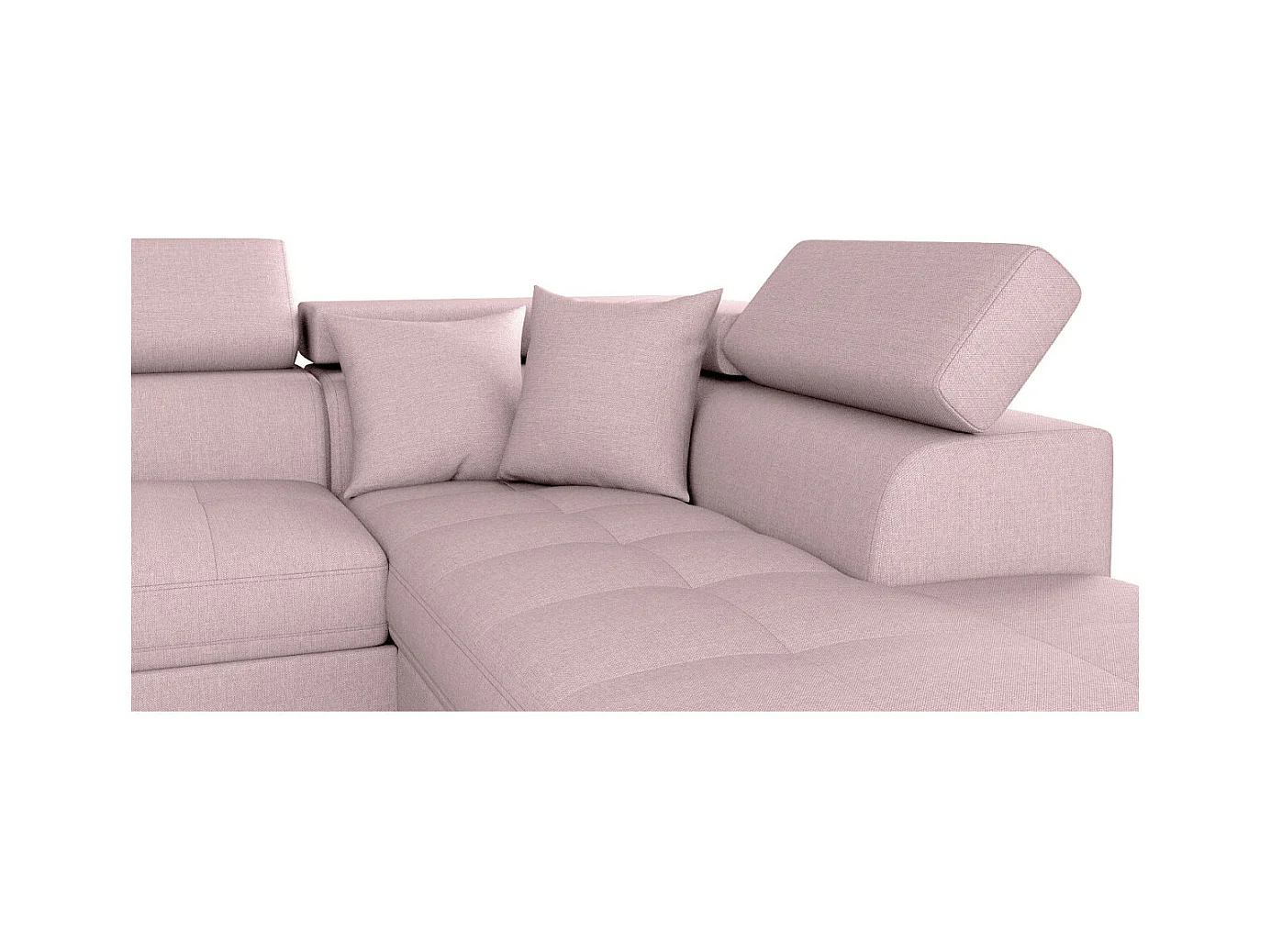Canapé d'angle droit 5 places Rio Convertible avec coffre en tissu - Vieux rose - L271 x P192 x H70cm - Loungitude