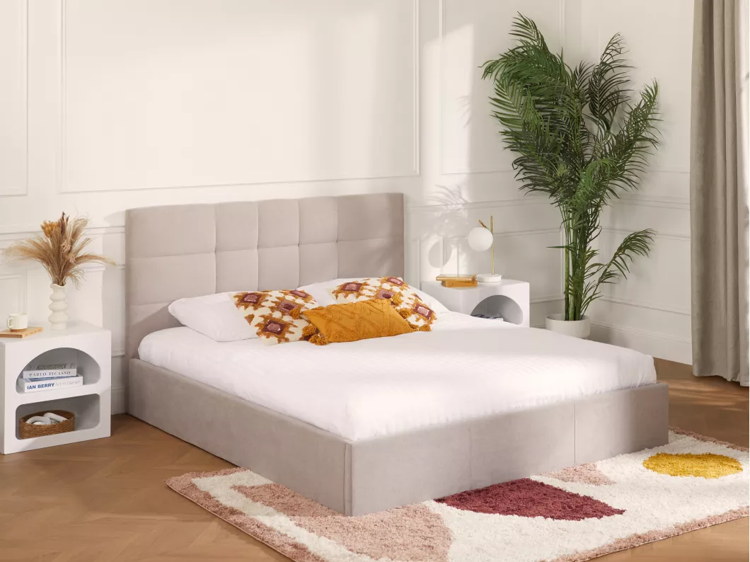 Kauf Unique Bett mit Bettkasten - 180 x 200 cm - Stoff - Beige - ELIAVA von Pascal Morabito