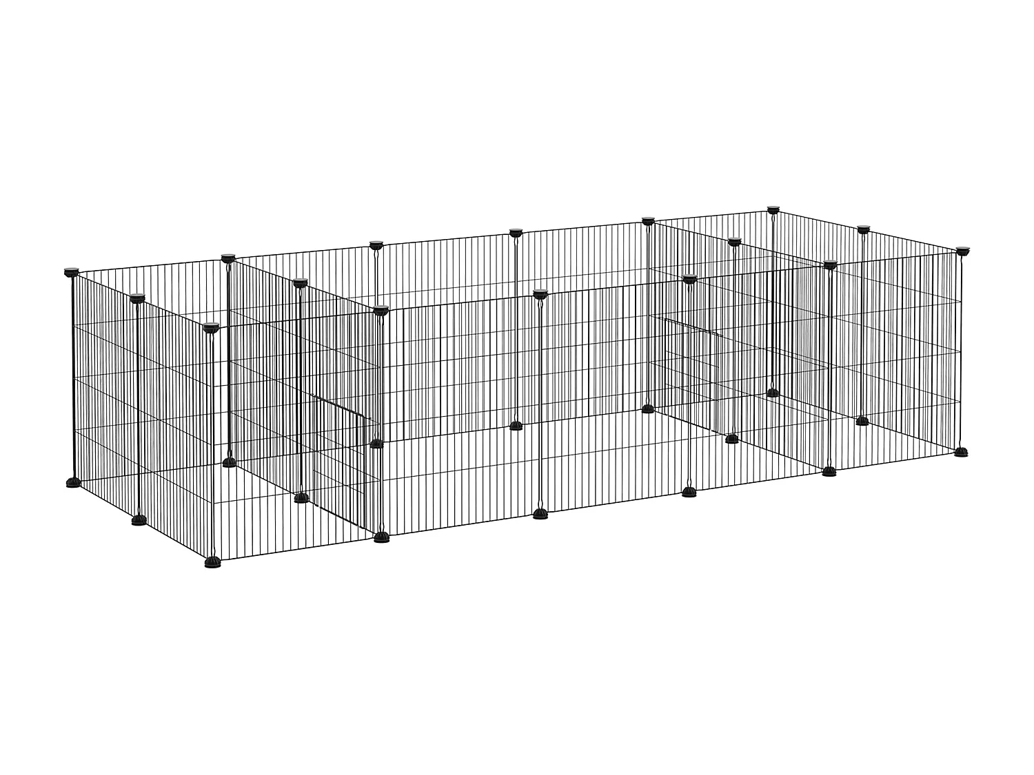 Parc enclos modulable petits animaux lapins rongeurs chiots - 18 panneaux en fil d'acier - 2 portes - 175L x 70l x 45H cm - noir