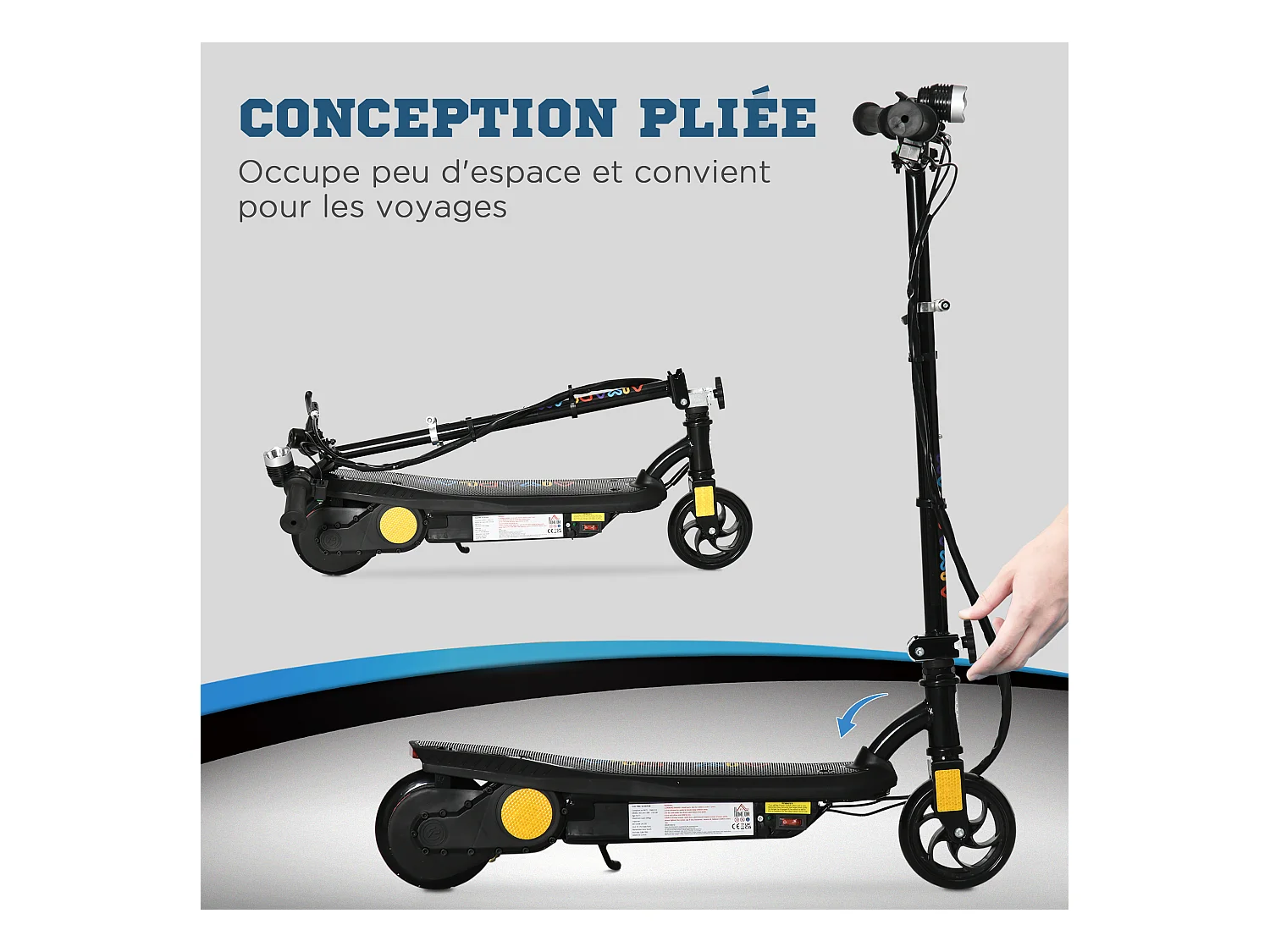 Trottinette électrique 120 W pliable pour enfant 7-14 ans 12 Km/h max. autonomie 10 Km max. noir