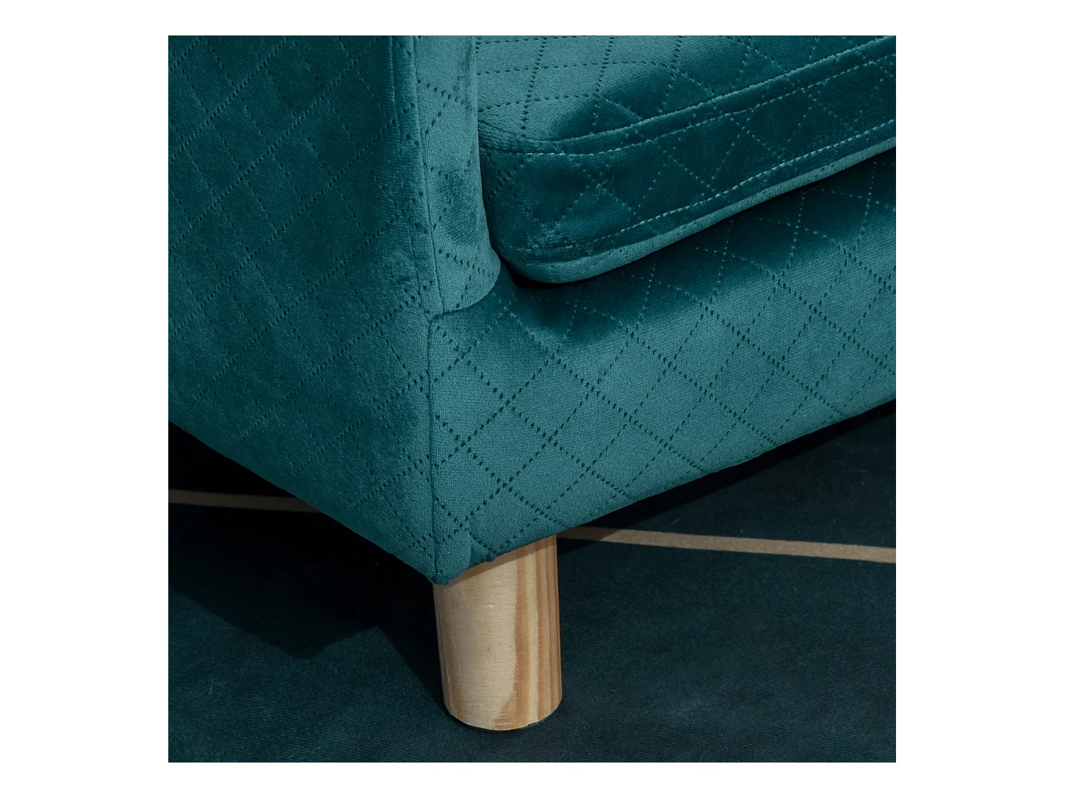 Canapé chien lit pour chien design scandinave coussin moelleux pieds bois massif dim. 64 x 45 x 36 cm velours bleu canard